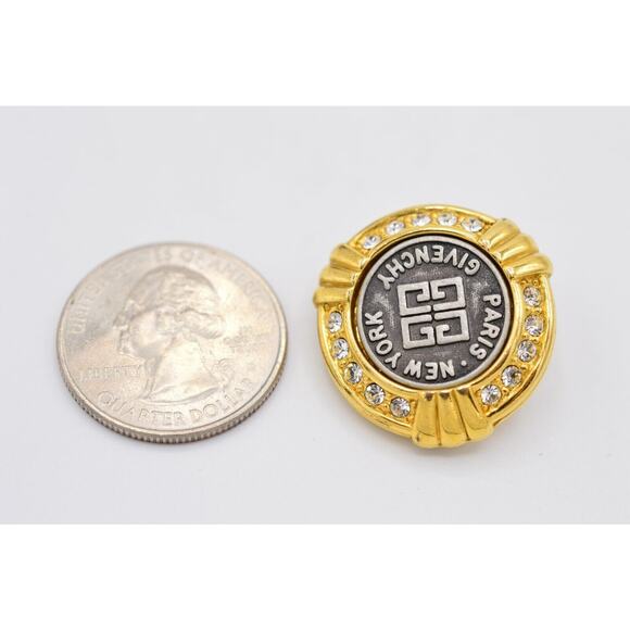 Givenchy Vintage Coin Clip Earrings Logo Medallion Gold Runway Signed 1980s BinX - Picture 12 of 12